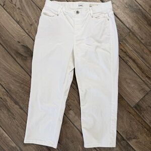 J.Jill High Rise Cropped Denim Jeans, White, Size 12 petite
